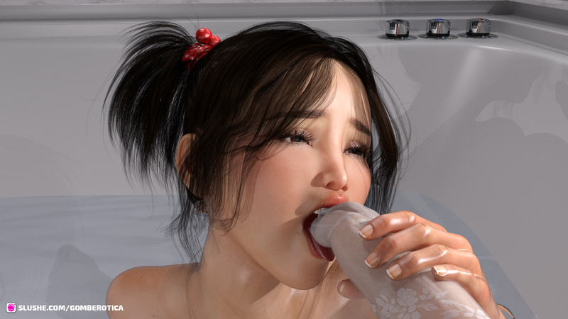 An Asian Girl & a Dickgirl Lesbian Play in a Bath Room 