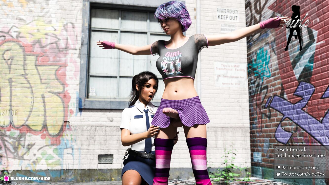 Trixie and Dahlia - Fucking the police (100 IMAGES)