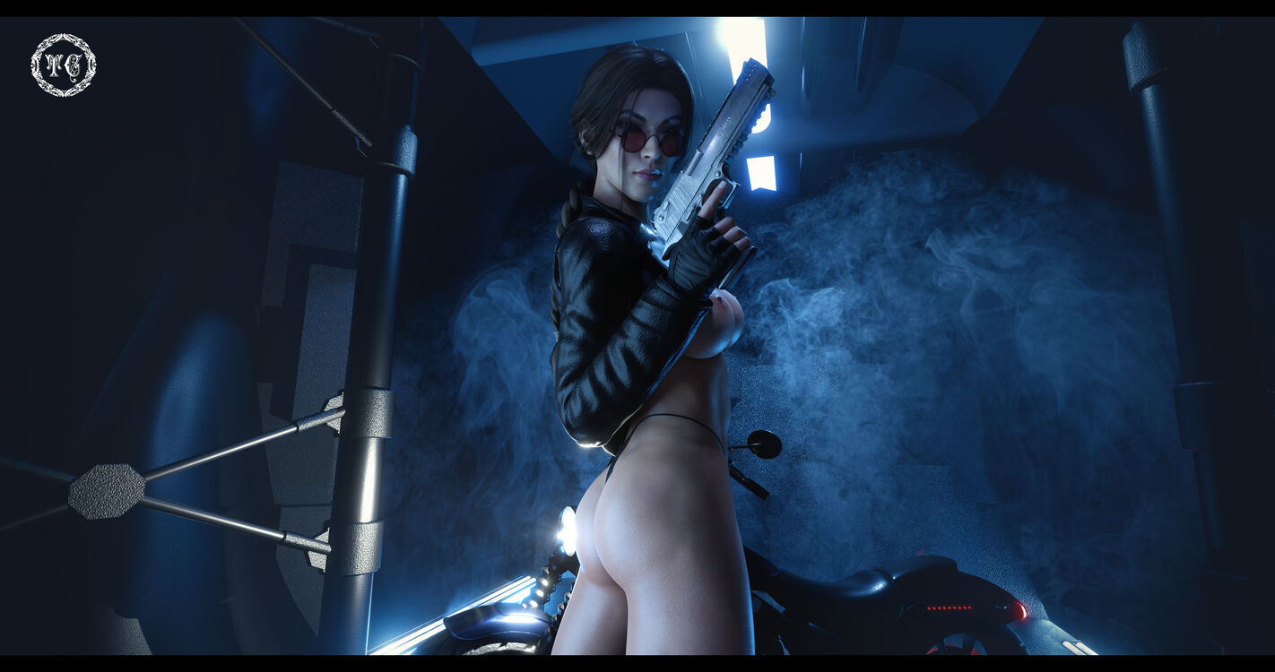 Lara Croft - Bike pin up