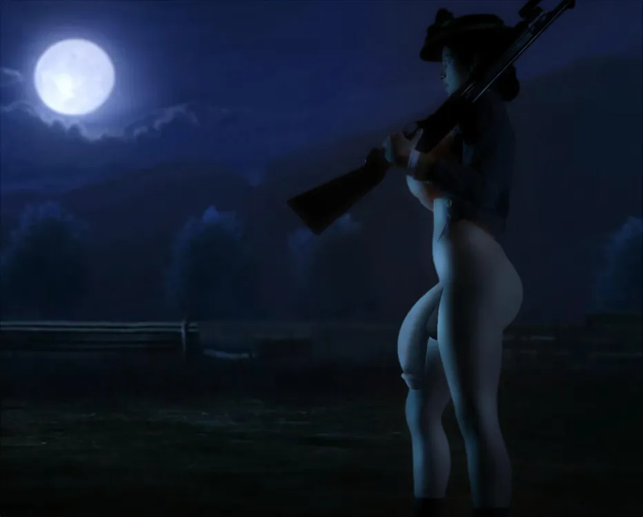 Well hung wild west futa guarding her ranch against werewolves