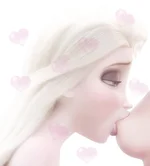 Elsa sucking on Anna's tits