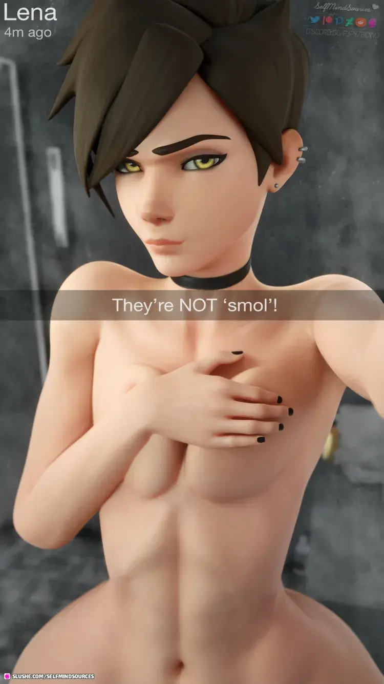 Tracer is self-conscious about her smol boobs~