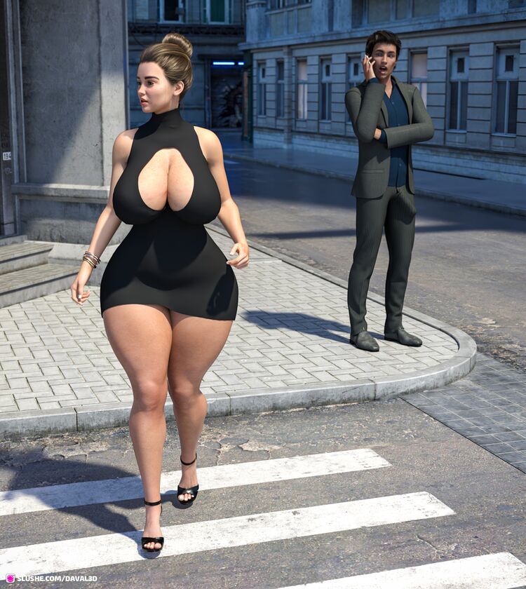 Thicc Beautiful girl Crossing the street | commission Work