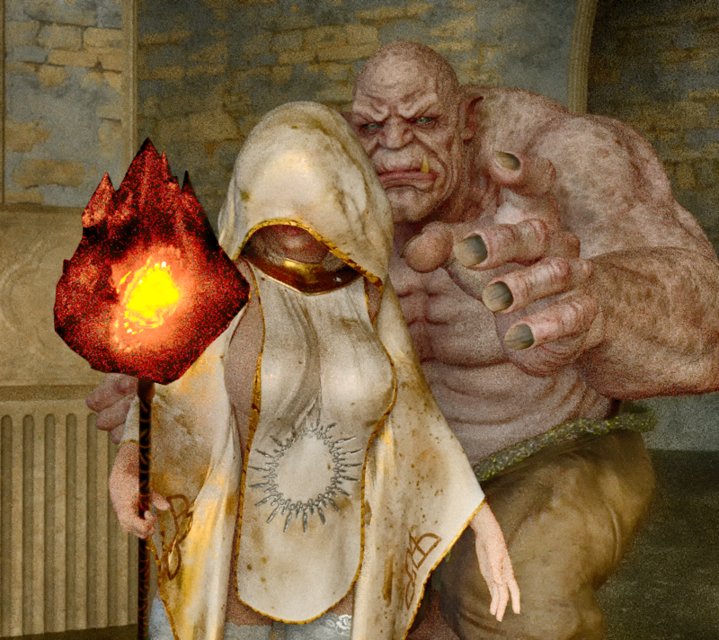 Sun Priestess Lorelei gets taken by an Ogre