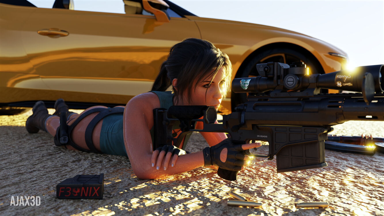 Lara preparing for a day at the range