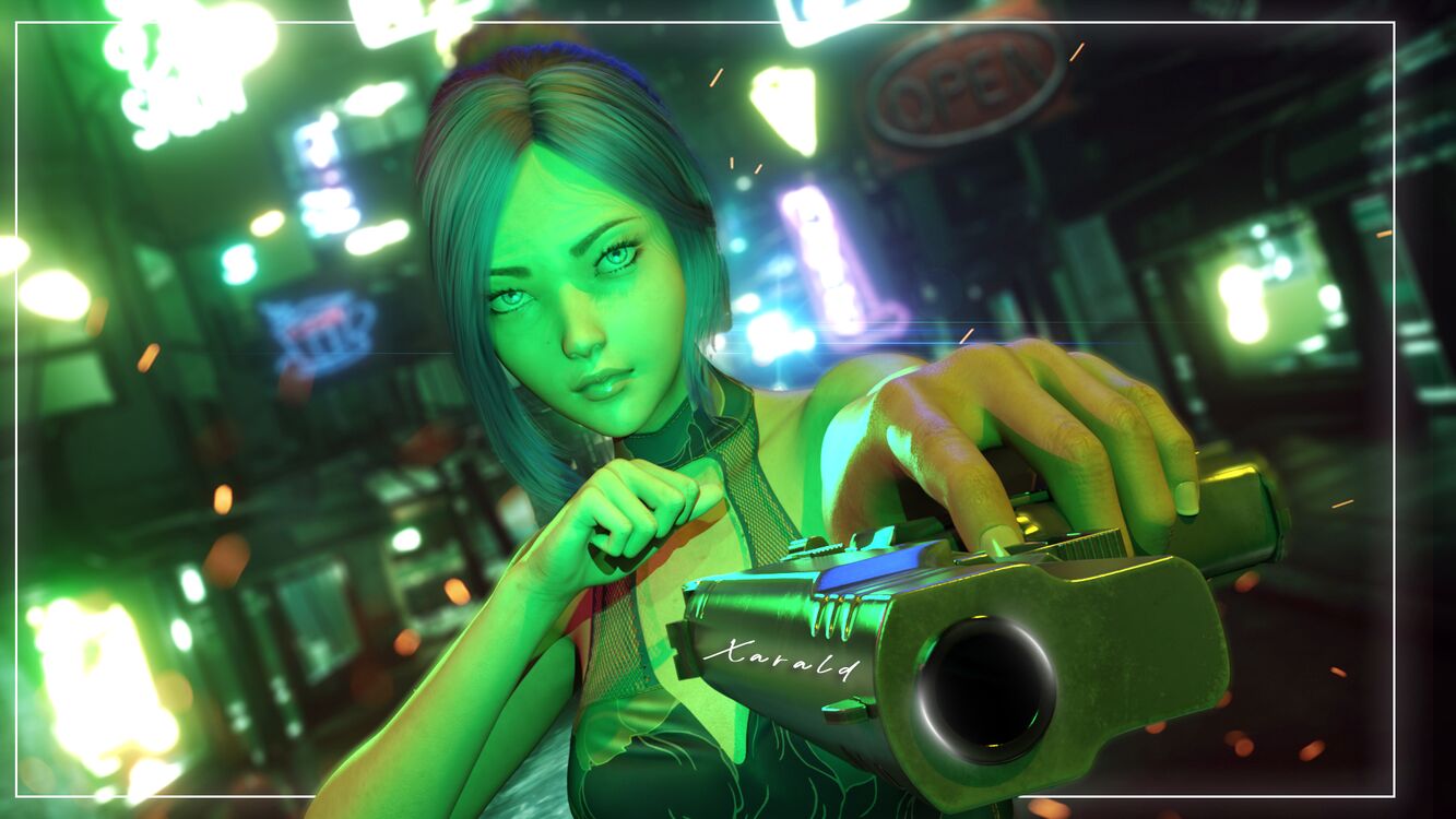 Cyberpunk Theme With Asian Girl