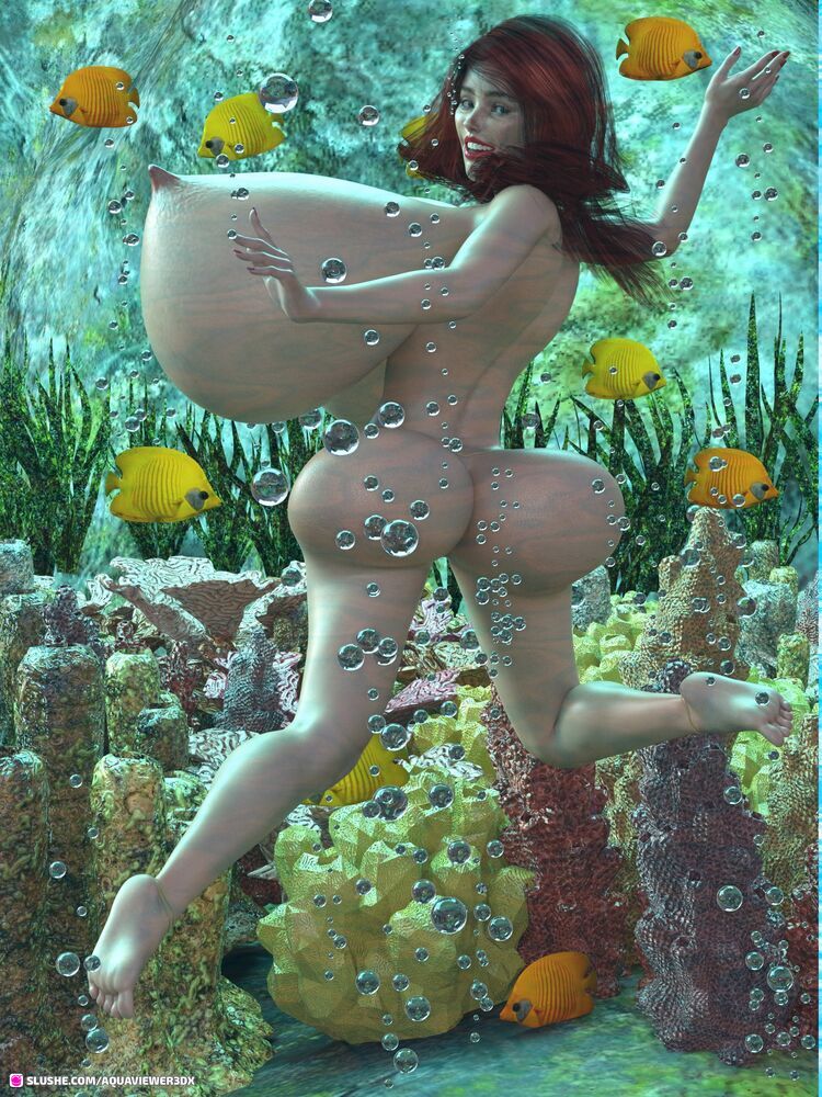 Beautiful Naked Lady In The Aquarium