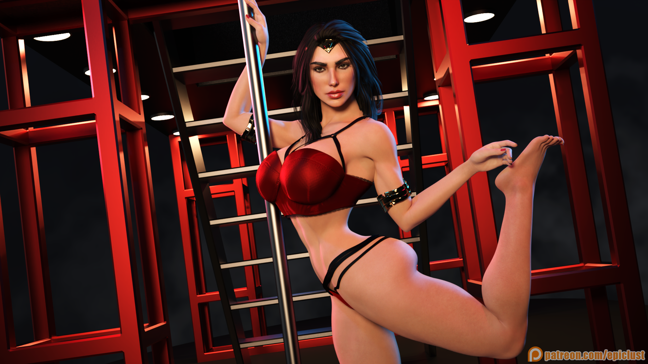 Sexy Wonder Woman posing in lingerie