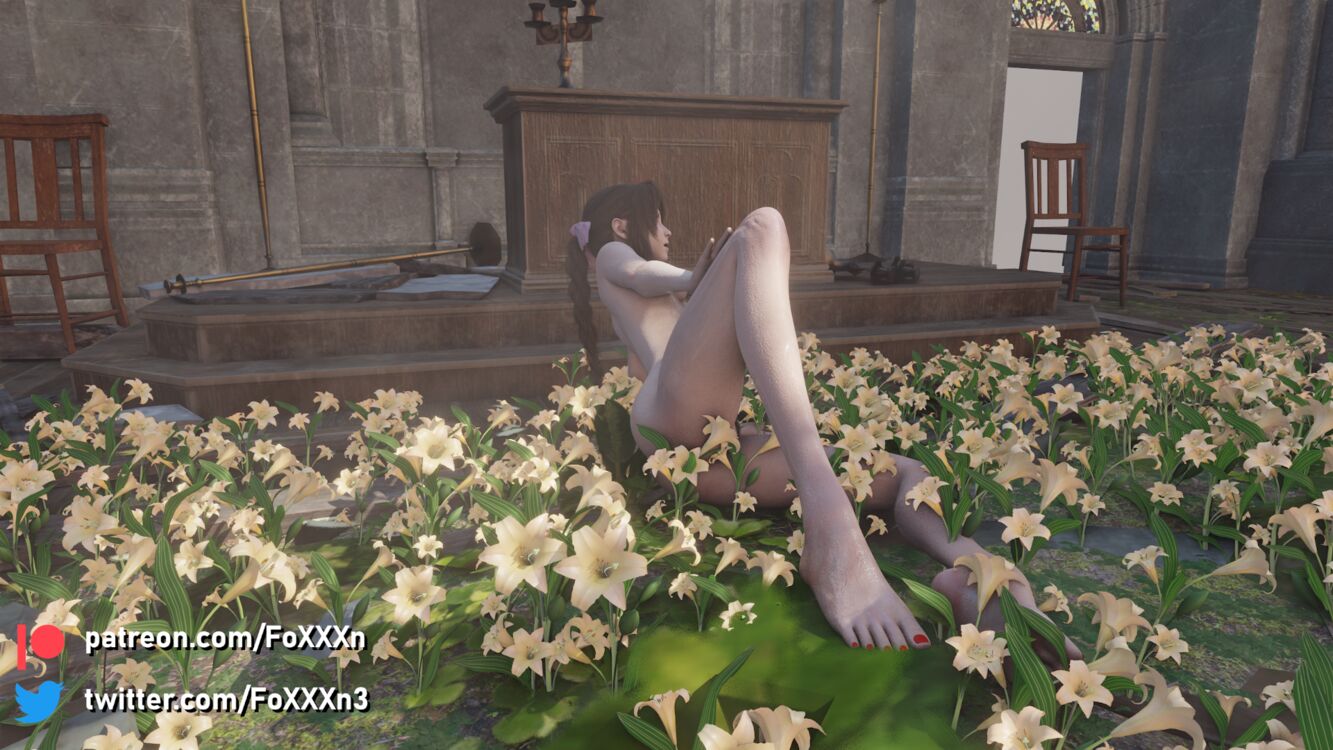 Aerith flower bed posing