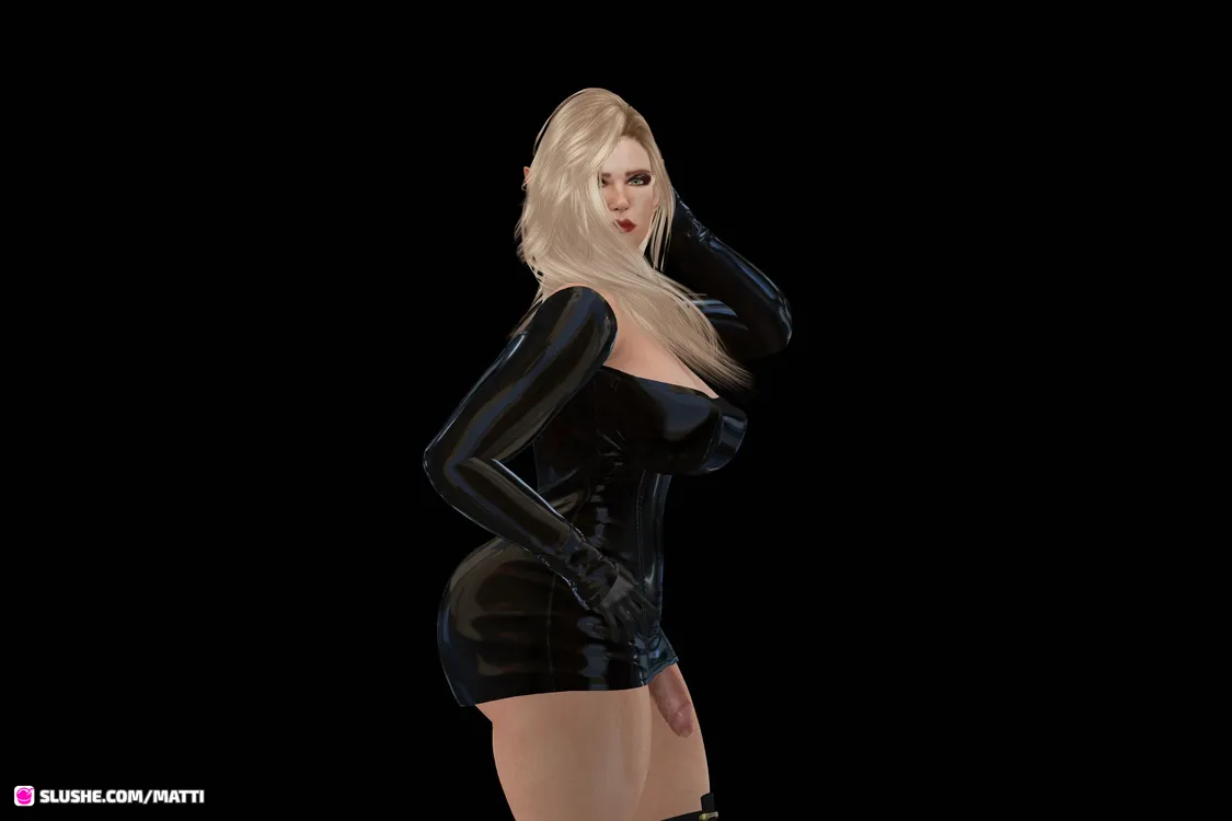 Blonde in a black dress