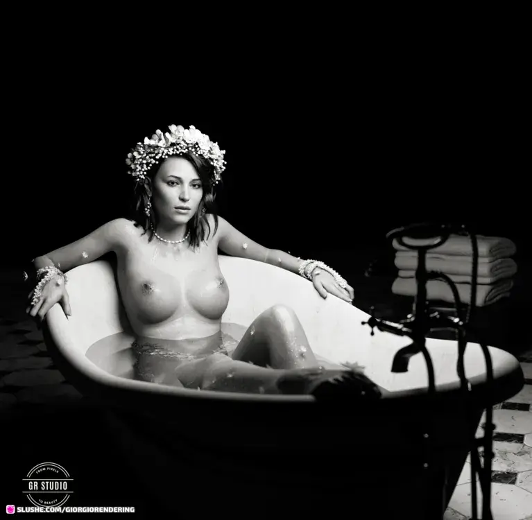 Lara bathing