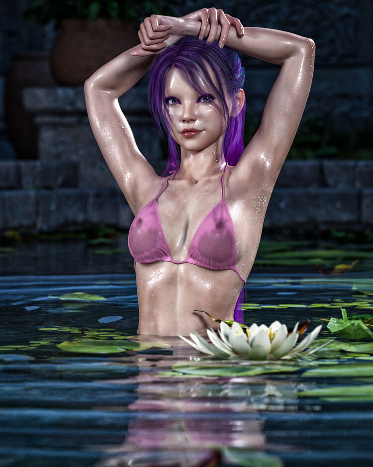 Violet in Lily Pool
