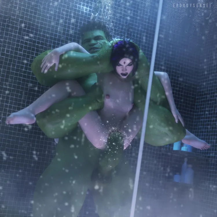 Raven and Beast Boy - Shower