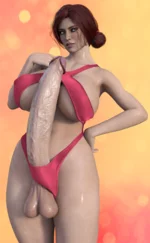 Triss Merigold with cock between breasts