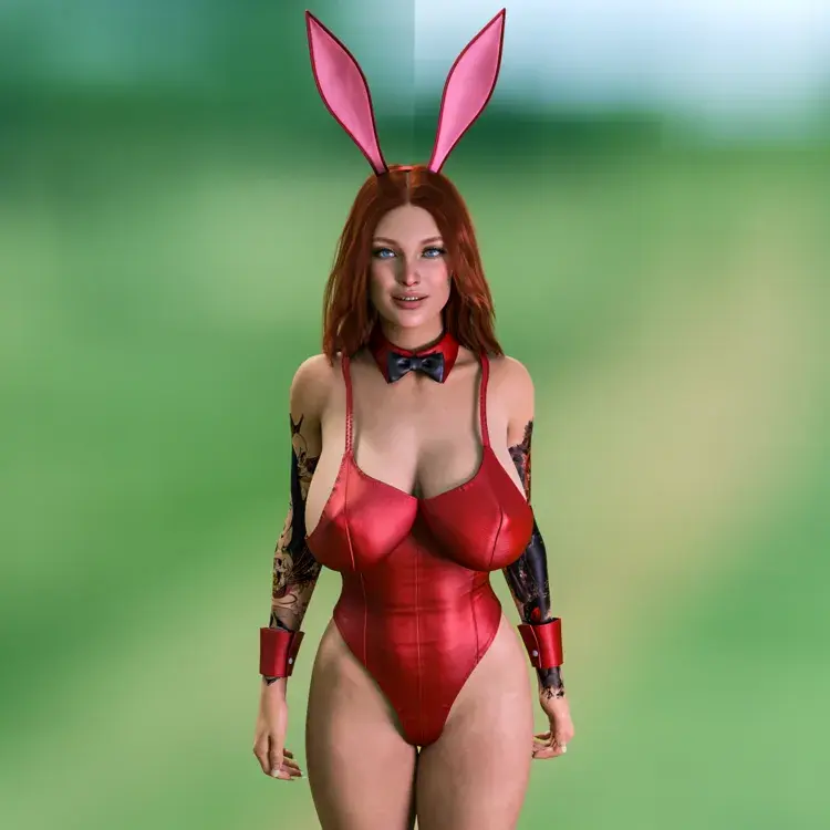 Red Easter bunny.