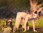 Bunny on an egg hunt