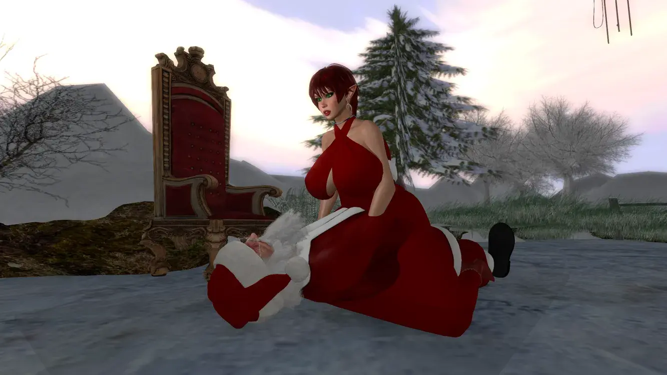 Sandy tackles Santa and tells him to give her everything in his sack