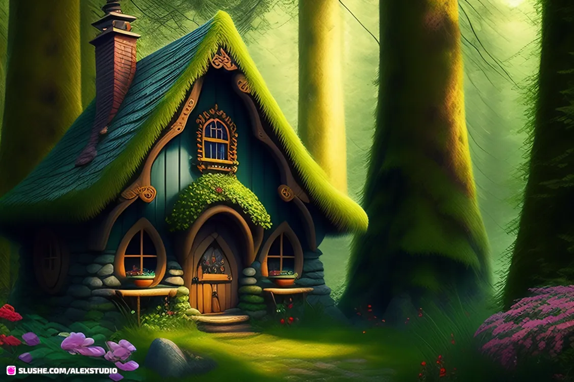 A fairytale gnome house in the woods