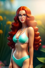beautiful real girl with long red hair