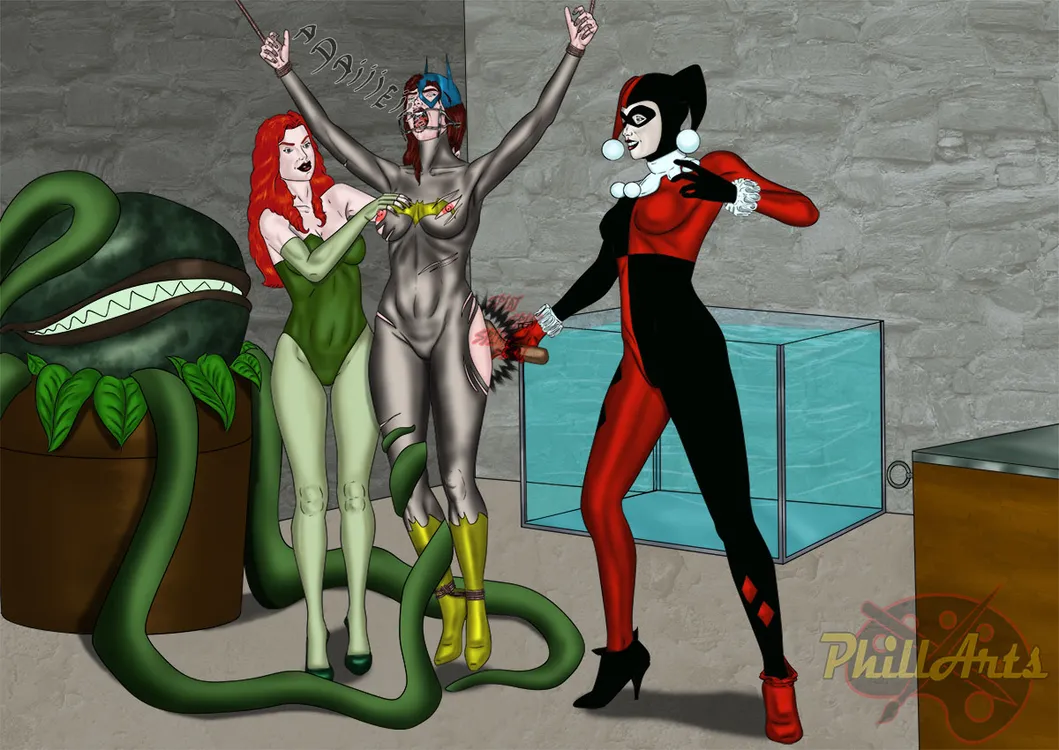 Batgirl submited by Harley Quinn and Poison Ivy