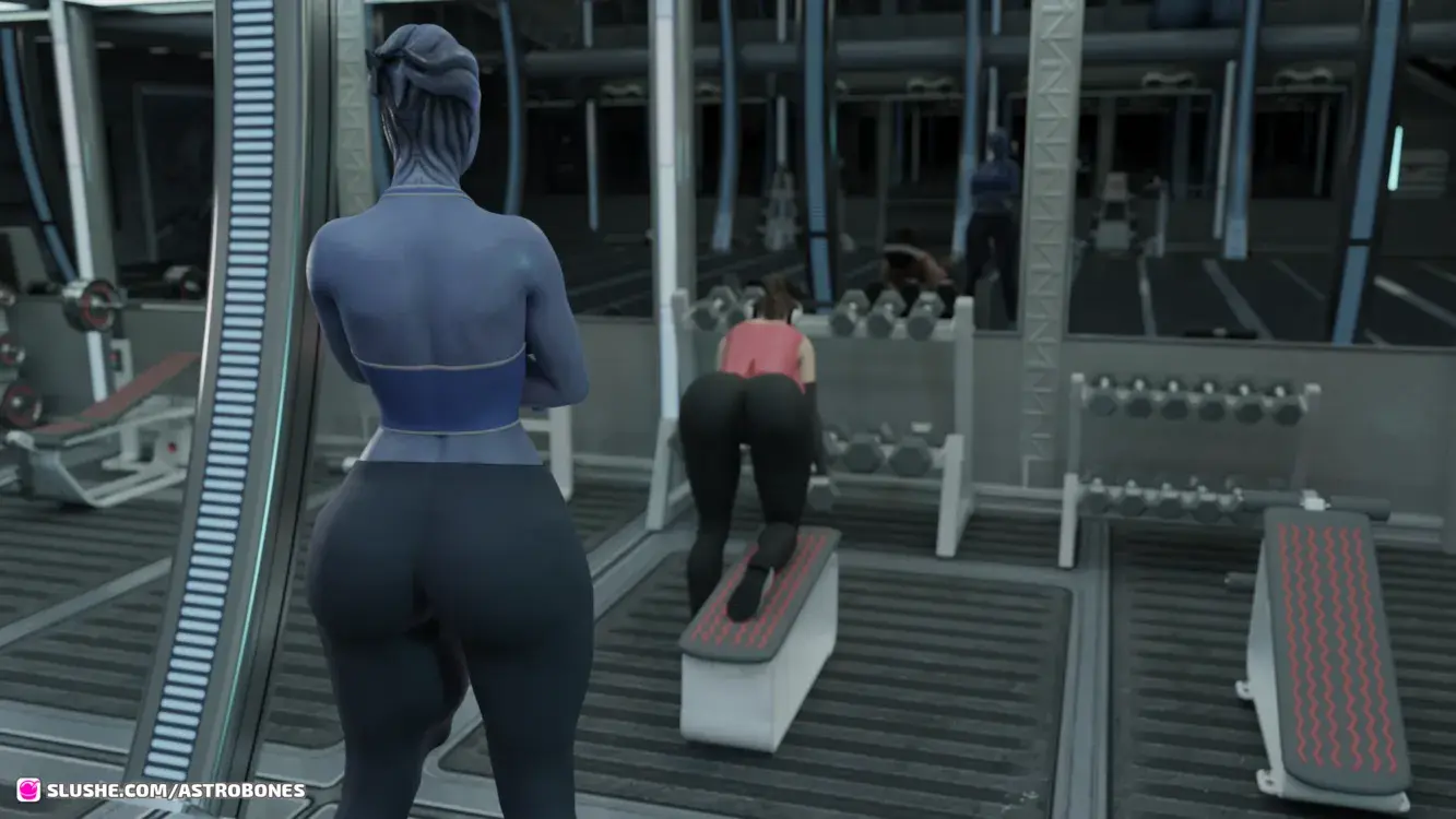 FUTA LIARA X CLAIRE REDFIELD (MASS EFFECT/RESIDENT EVIL)-WORKOUT WITH THE NORMADY'S NEWEST CREWMATE