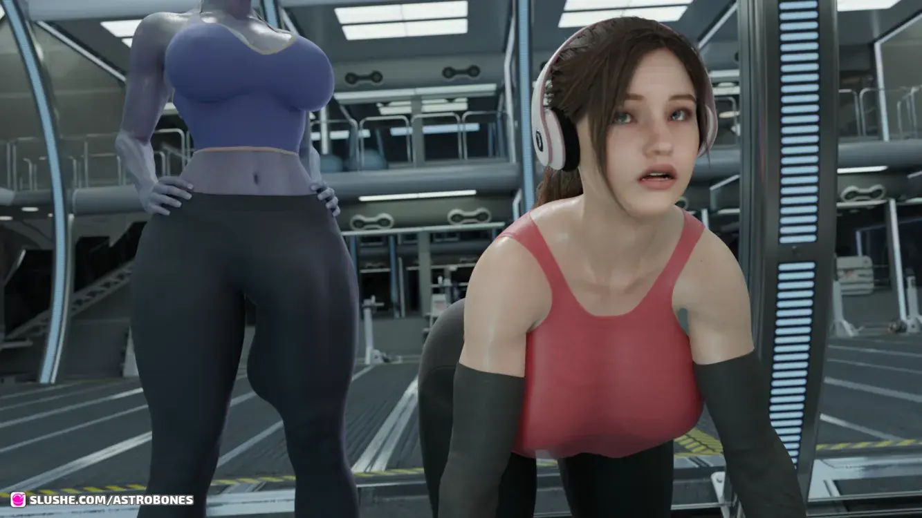 FUTA LIARA X CLAIRE REDFIELD (MASS EFFECT/RESIDENT EVIL)-WORKOUT WITH THE NORMADY'S NEWEST CREWMATE