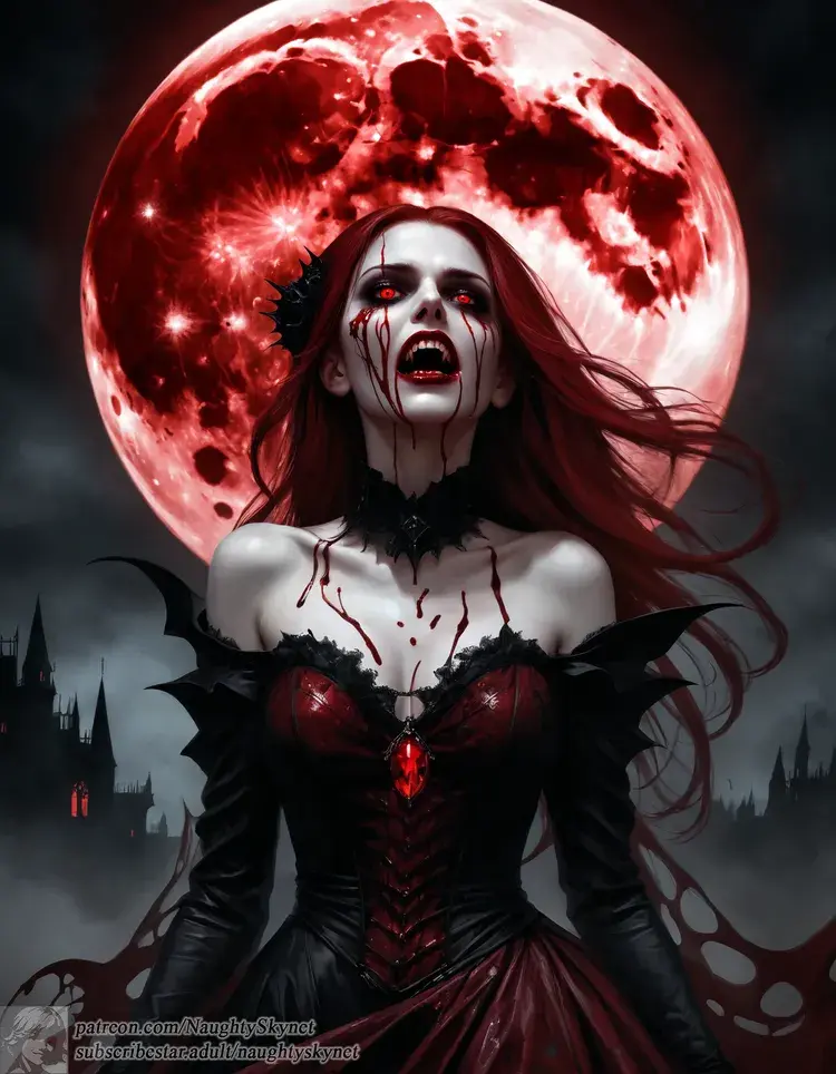Vampire under a red moon