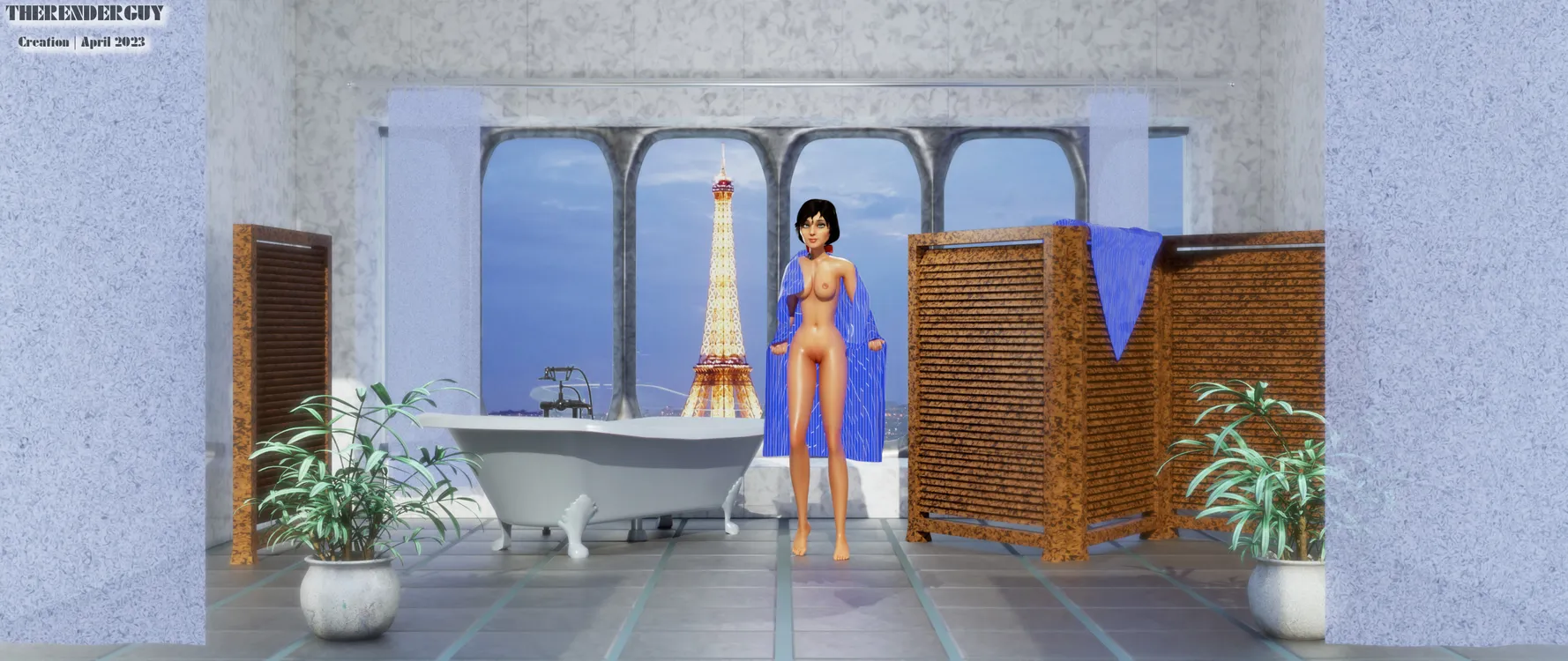 Bath under the Eiffel Tower, UHD