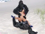 Bella seduce two monkeys 6