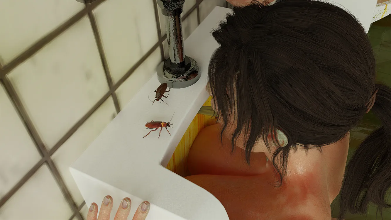 Lara Croft as the Urinal Slave