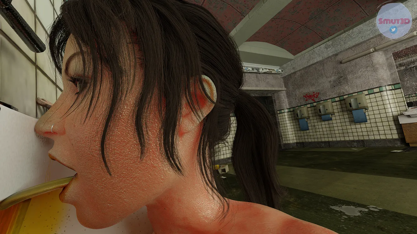 Lara Croft as the Urinal Slave