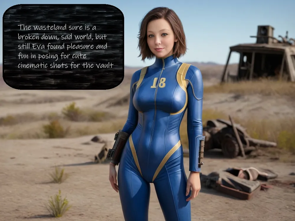 Eva, finally out of the vault lives a rough life in the wasteland - until...