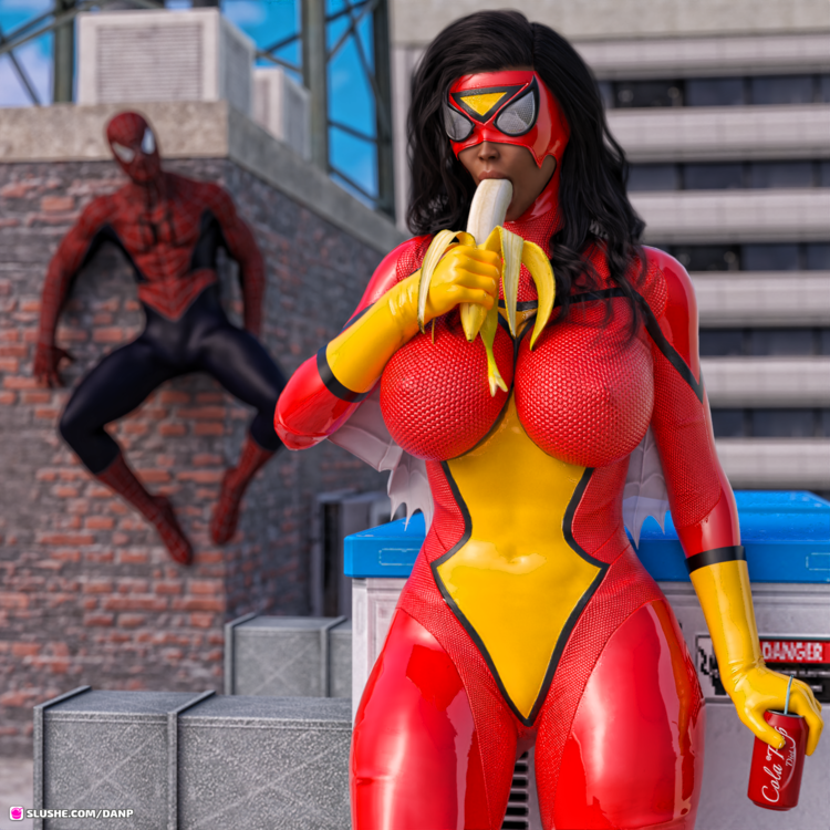 The Spider-woman has a little lunch for herself