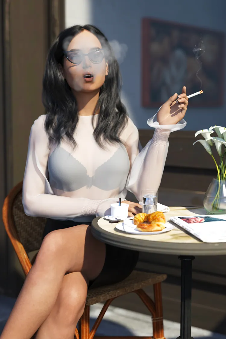 Smoking Girl A [Free 4K]