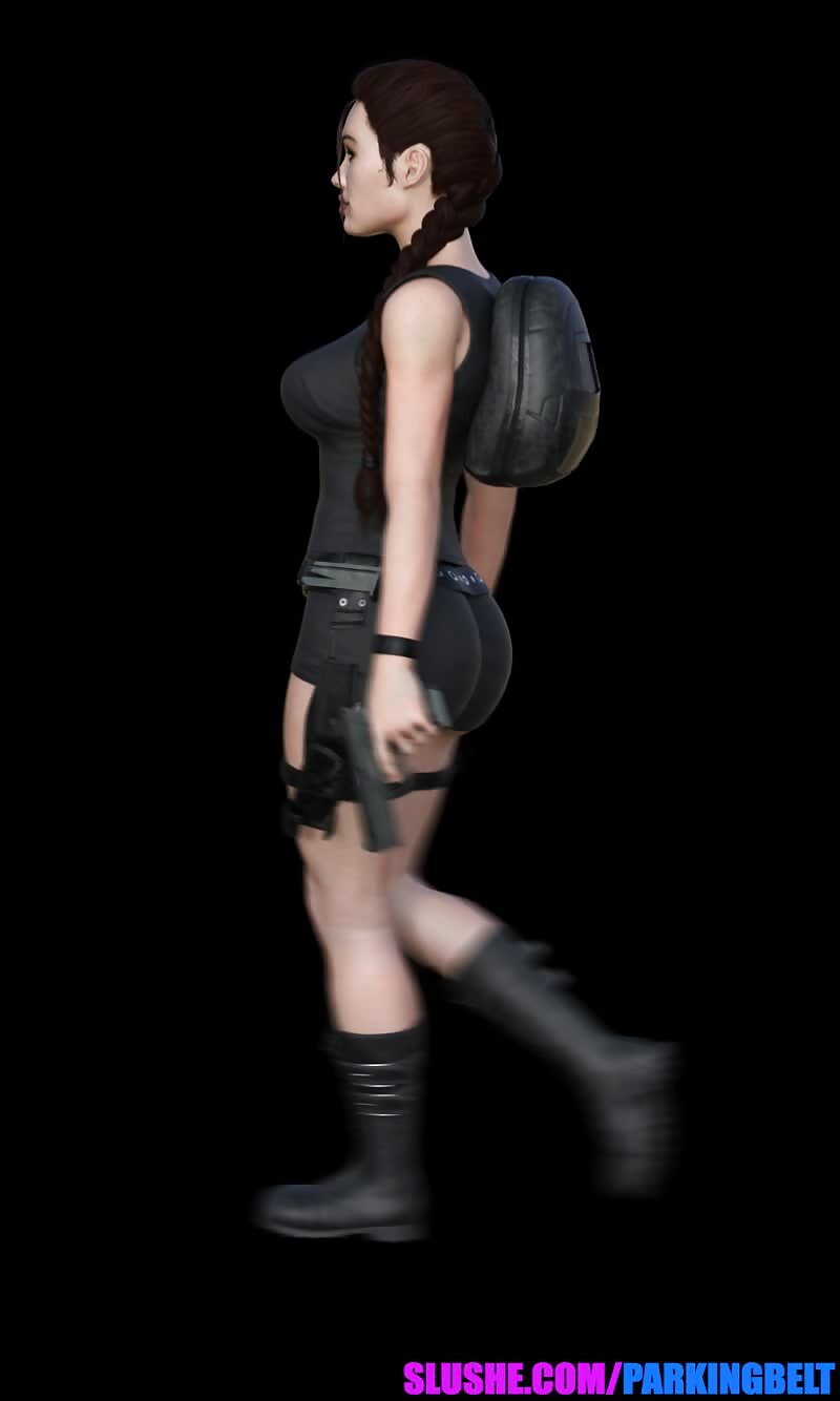 Lara Croft Bouncy Walk Cycle Turntable 60fps