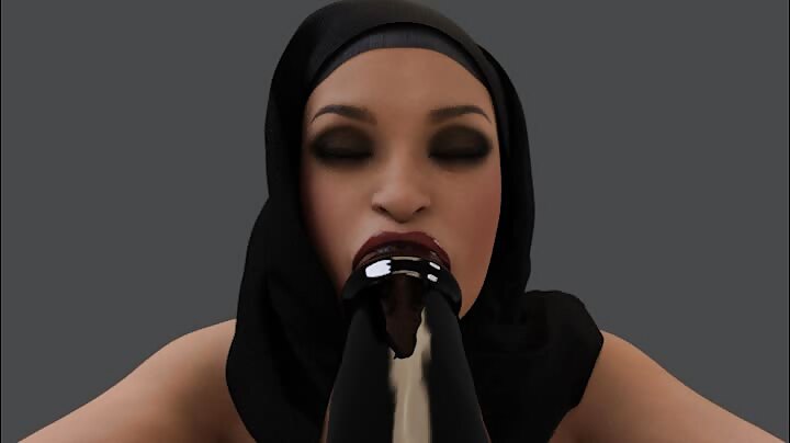 hijab aunty milf slut sucking fat black dildo 02